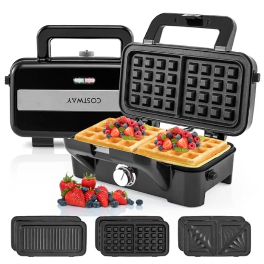 1200W Waffle Maker with Removable NonStick Plates for Efficient Breakfast Preparation 3in1 Sandwich Maker with Panini Grill Pre
1200W Waffle Maker with Removable NonStick Plates for Efficient Breakfast Preparation 3in1 Sandwich Maker with Panini Grill Pre