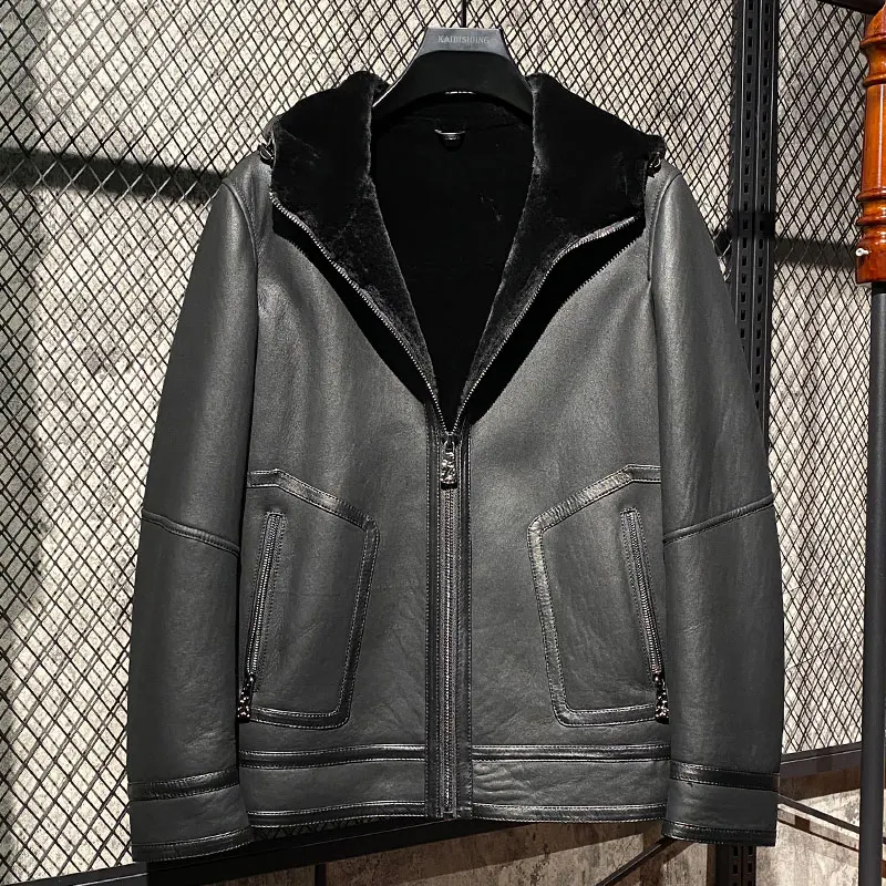 Genuine Sheepskin Leather Fur Jacket for Men Hooded Winter Natural Fur Coats Casual Mens Shearling Coat Black Fur Jackets Abrigo
Genuine Sheepskin Leather Fur Jacket for Men Hooded Winter Natural Fur Coats Casual Mens Shearling Coat Black Fur Jackets Abrigo