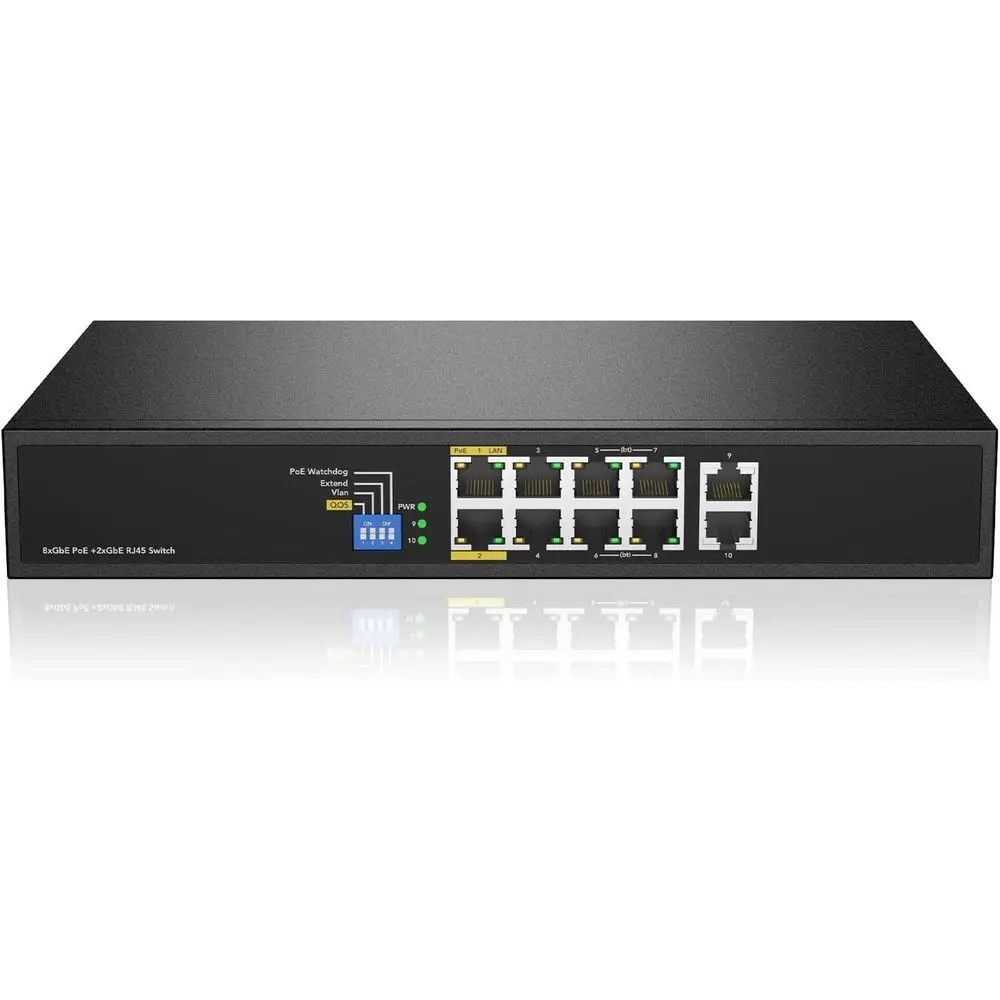 8-Port Gigabit PoE++ Switch with 4 90W BT Ports and 4 30W AT Ports, 2 Gigabit Uplinks, 200W Budget, 802.3at/af/bt Compliant, Sui
8-Port Gigabit PoE++ Switch with 4 90W BT Ports and 4 30W AT Ports, 2 Gigabit Uplinks, 200W Budget, 802.3at/af/bt Compliant, Sui