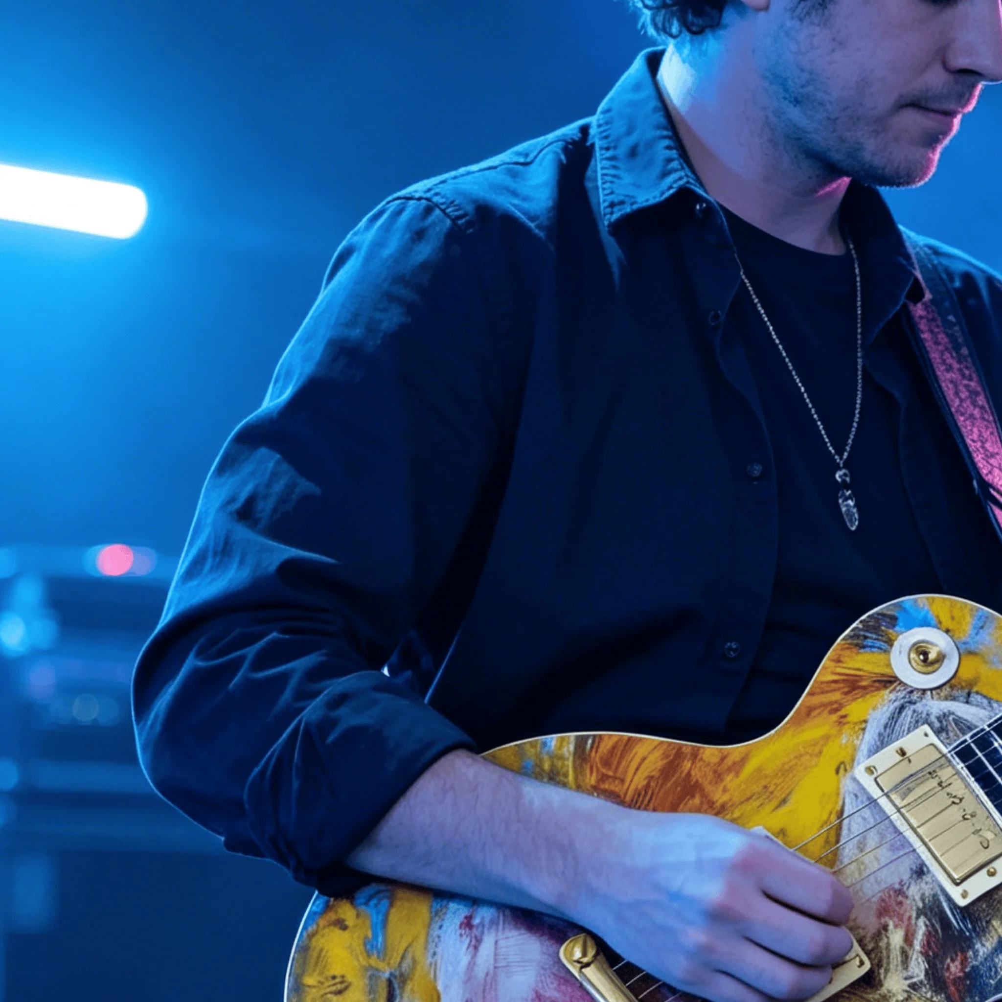 Colorful Electric Guitar, 39-inch, 6-string, dual pickups, rosewood fingerboard, mahogany body, gold hardware, 2 pickups
Colorful Electric Guitar, 39-inch, 6-string, dual pickups, rosewood fingerboard, mahogany body, gold hardware, 2 pickups