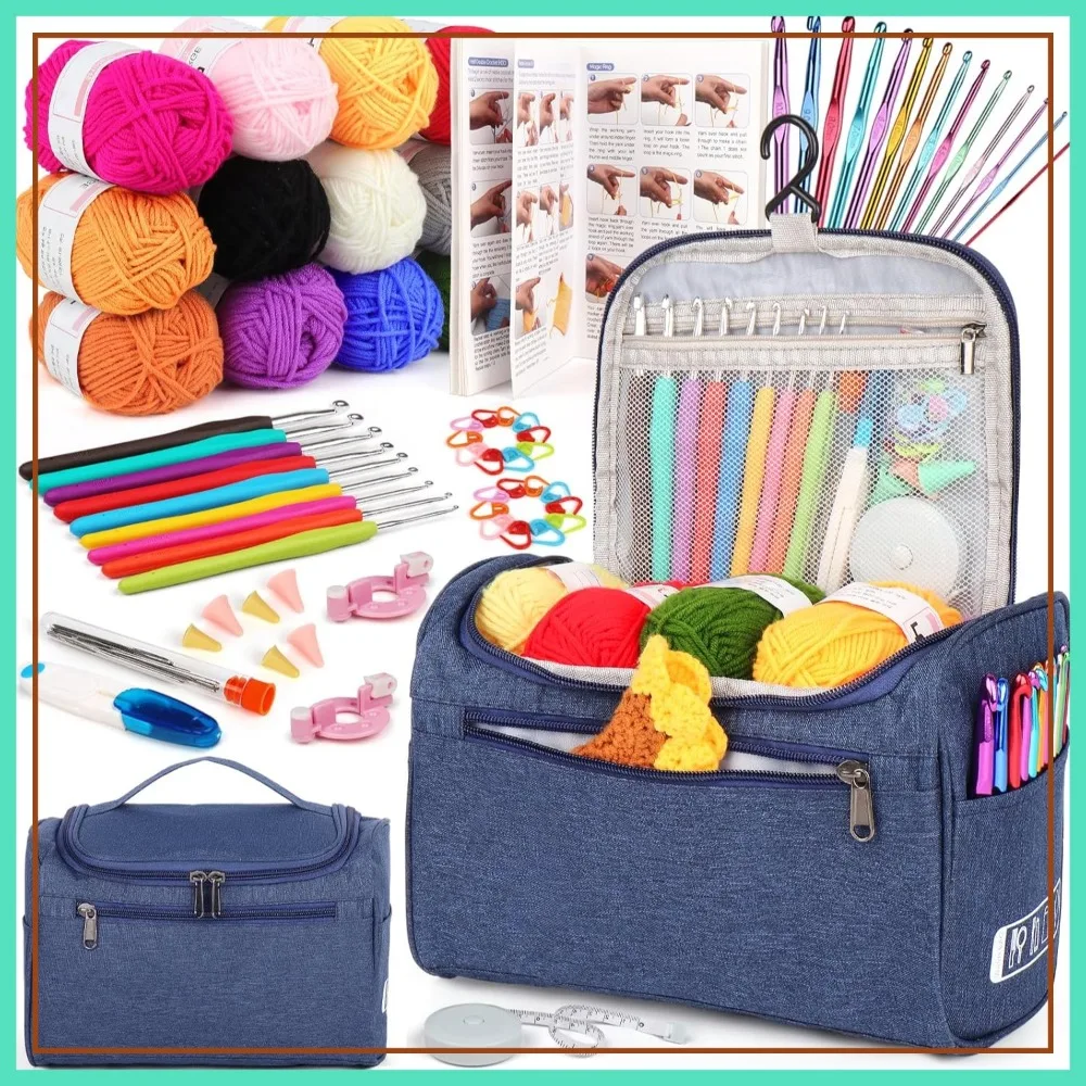 Complete Crochet Kit for Adults: 23 Hooks, 655 Yards Yarn, Navy
Complete Crochet Kit for Adults: 23 Hooks, 655 Yards Yarn, Navy