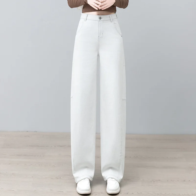 Мягкие джинсовые прямые брюки для женщин, весенне-осенние новые универсальные утягивающие брюки с высокой талией, элегантные повседневные узкие широкие брюки Pa
Мягкие джинсовые прямые брюки для женщин, весенне-осенние новые универсальные утягивающие брюки с высокой талией, элегантные повседневные узкие широкие брюки Pa