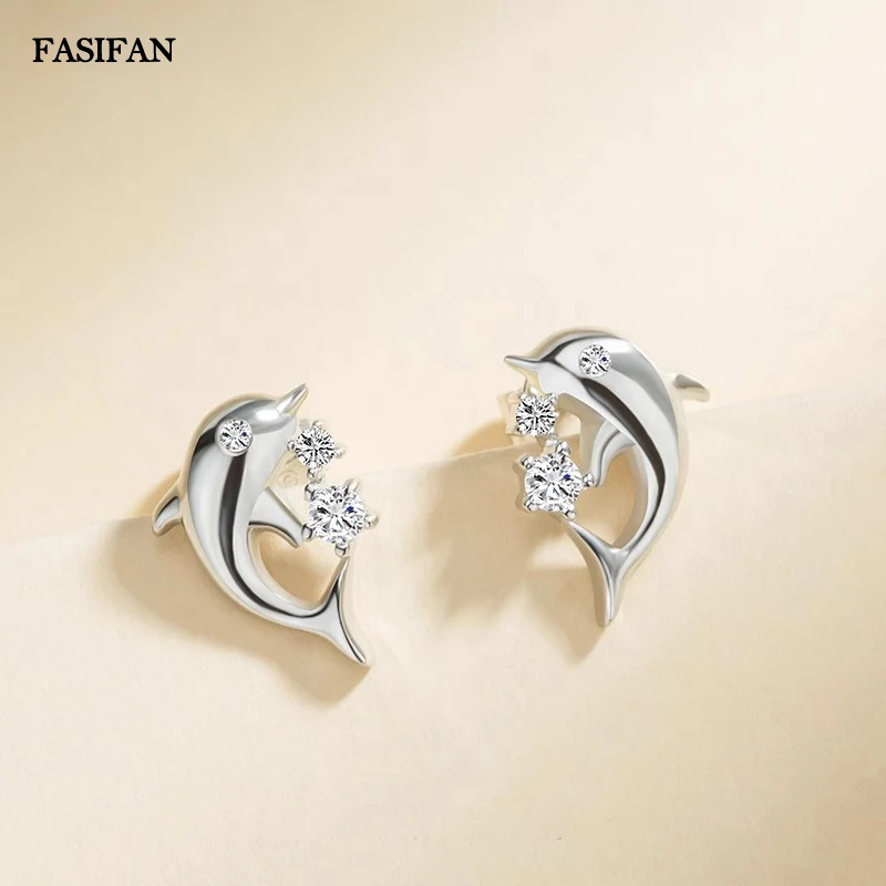 FASIFAN 925 Sterling Silver Moissanite Dolphin Stud Earrings for Women Wedding Party Holiday Gifts
FASIFAN 925 Sterling Silver Moissanite Dolphin Stud Earrings for Women Wedding Party Holiday Gifts