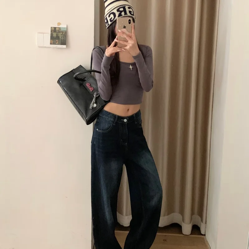 Широкие джинсы с высокой талией, женские винтажные потертые утягивающие брюки, свободные универсальные повседневные широкие джинсы
Широкие джинсы с высокой талией, женские винтажные потертые утягивающие брюки, свободные универсальные повседневные широкие джинсы