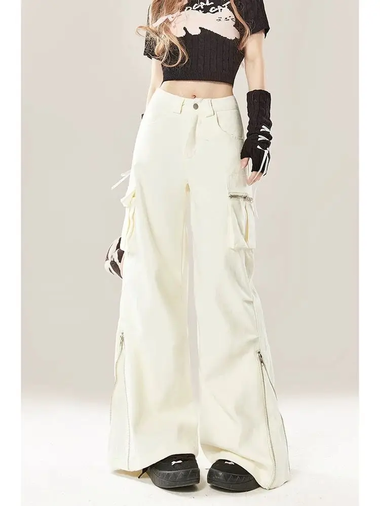 Women's Off-White Multi-Pocket Lace-Up Zipper Jeans High Waist Fashion Vintage Street 90s American Denim Work Pants Loose Jeans
Women's Off-White Multi-Pocket Lace-Up Zipper Jeans High Waist Fashion Vintage Street 90s American Denim Work Pants Loose Jeans