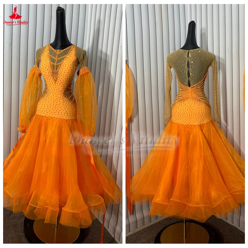 Ballroom Dance Long Sleeves Orange Organza Big Swing Dresses Waltz Foxtrot Tango Quickstep Professional Perform Outfit Customize
Ballroom Dance Long Sleeves Orange Organza Big Swing Dresses Waltz Foxtrot Tango Quickstep Professional Perform Outfit Customize