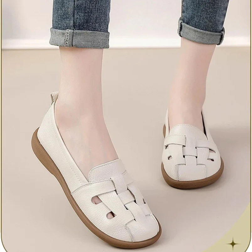 Лето 2023, тканые полые сандалии из натуральной кожи, удобные сандалии на плоской подошве с круглым носком, повседневная трендовая обувь
Лето 2023, тканые полые сандалии из натуральной кожи, удобные сандалии на плоской подошве с круглым носком, повседневная трендовая обувь