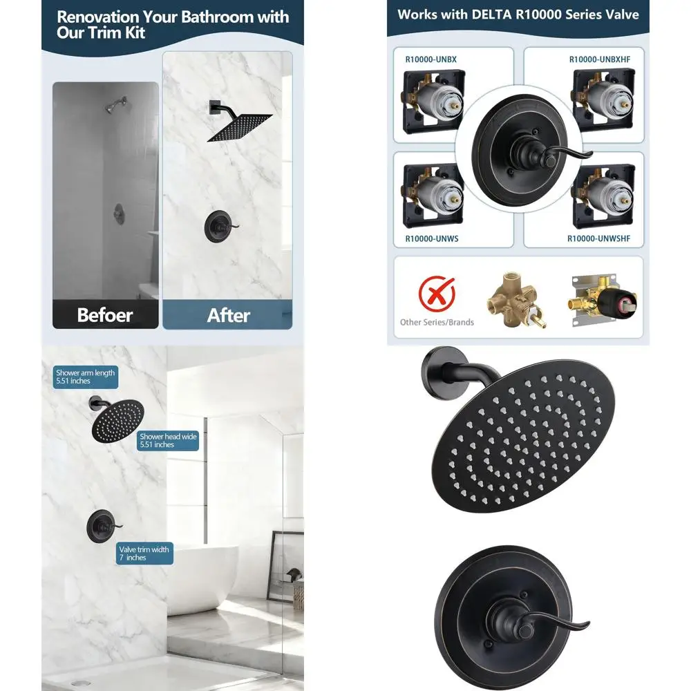 Oil Rubbed Bronze Single Function Shower Set with Easy Clean and Install Trim Kit
Oil Rubbed Bronze Single Function Shower Set with Easy Clean and Install Trim Kit