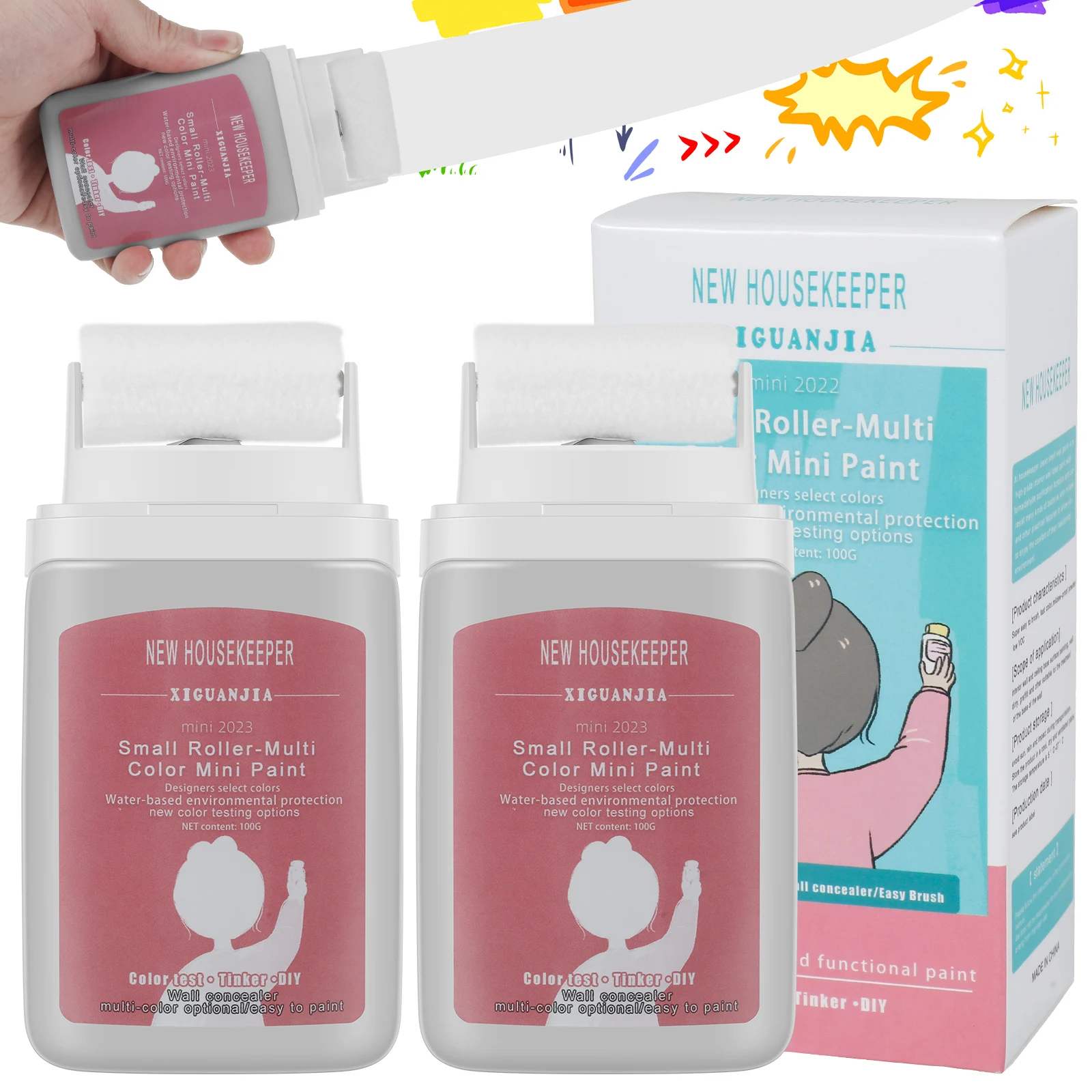 2Pcs Portable Wall Repair Brush Wall Small Roller Paint Brush Belt 100g Latex Paint DIY Graffiti Painting Tool
2Pcs Portable Wall Repair Brush Wall Small Roller Paint Brush Belt 100g Latex Paint DIY Graffiti Painting Tool