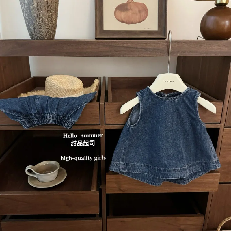 Kids Girl Denim 2Pcs Set Sleeveless A-Line Tank Top + Ruffled Bubble Shorts Breathable Fashion Casual Summer Outfit for Toddlers
Kids Girl Denim 2Pcs Set Sleeveless A-Line Tank Top + Ruffled Bubble Shorts Breathable Fashion Casual Summer Outfit for Toddlers