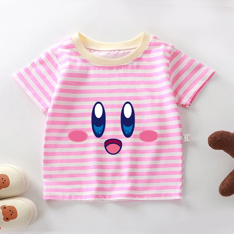 Kirbys Pink Striped Short Sleeved Shirt Children T-shirt Girl Short Sleeves Kid Cute Tees Round Neck T Shirt Summer Clothes Gift
Kirbys Pink Striped Short Sleeved Shirt Children T-shirt Girl Short Sleeves Kid Cute Tees Round Neck T Shirt Summer Clothes Gift