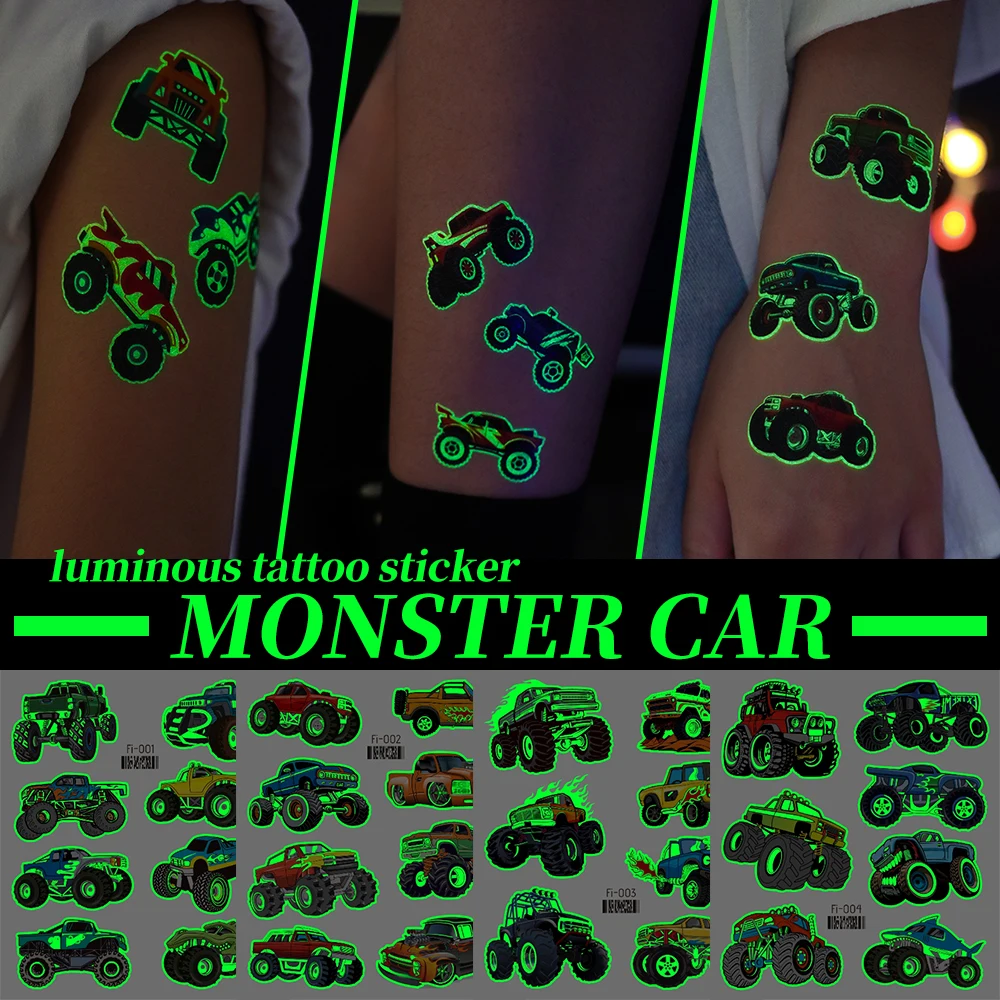 6pcs Wheel Car Green Luminous Glow In The Dark Waterproof Temporary Tattoo Sticker Racing Car Flash Tatto Women Men Arm Body Art
6pcs Wheel Car Green Luminous Glow In The Dark Waterproof Temporary Tattoo Sticker Racing Car Flash Tatto Women Men Arm Body Art