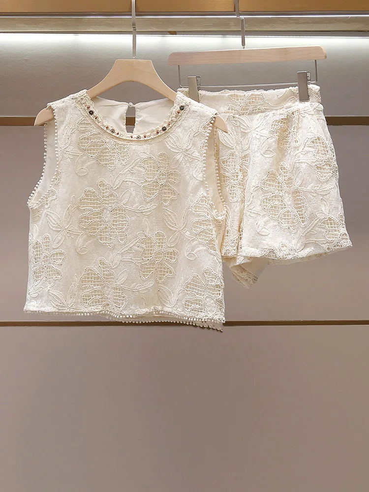 Withered French Light Cooked Style Nail Bead Vest Top+wide Leg Shorts Set New Two Piece Set Women's
Withered French Light Cooked Style Nail Bead Vest Top+wide Leg Shorts Set New Two Piece Set Women's