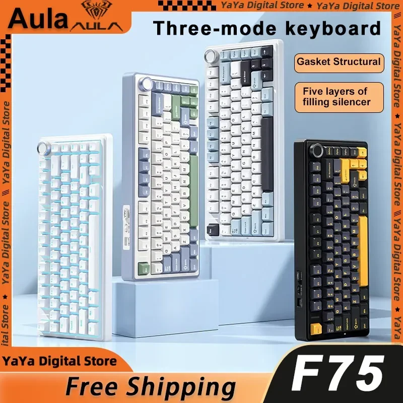 Aula F75 Three-mode Mechanical Keyboard Gasket Structure Full-key Hot-swappable 2.4/wireless/bluetooth RGB Backlit Keyboard
Aula F75 Three-mode Mechanical Keyboard Gasket Structure Full-key Hot-swappable 2.4/wireless/bluetooth RGB Backlit Keyboard