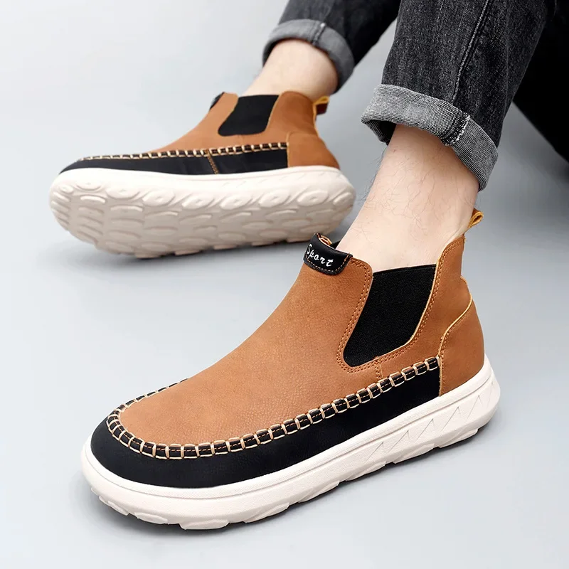 Men's Casual Handmade Outdoor Short Boots Color Block Leather Shoes Autumn Winter Fashion Mid-calf Large Size Cross-border
Men's Casual Handmade Outdoor Short Boots Color Block Leather Shoes Autumn Winter Fashion Mid-calf Large Size Cross-border