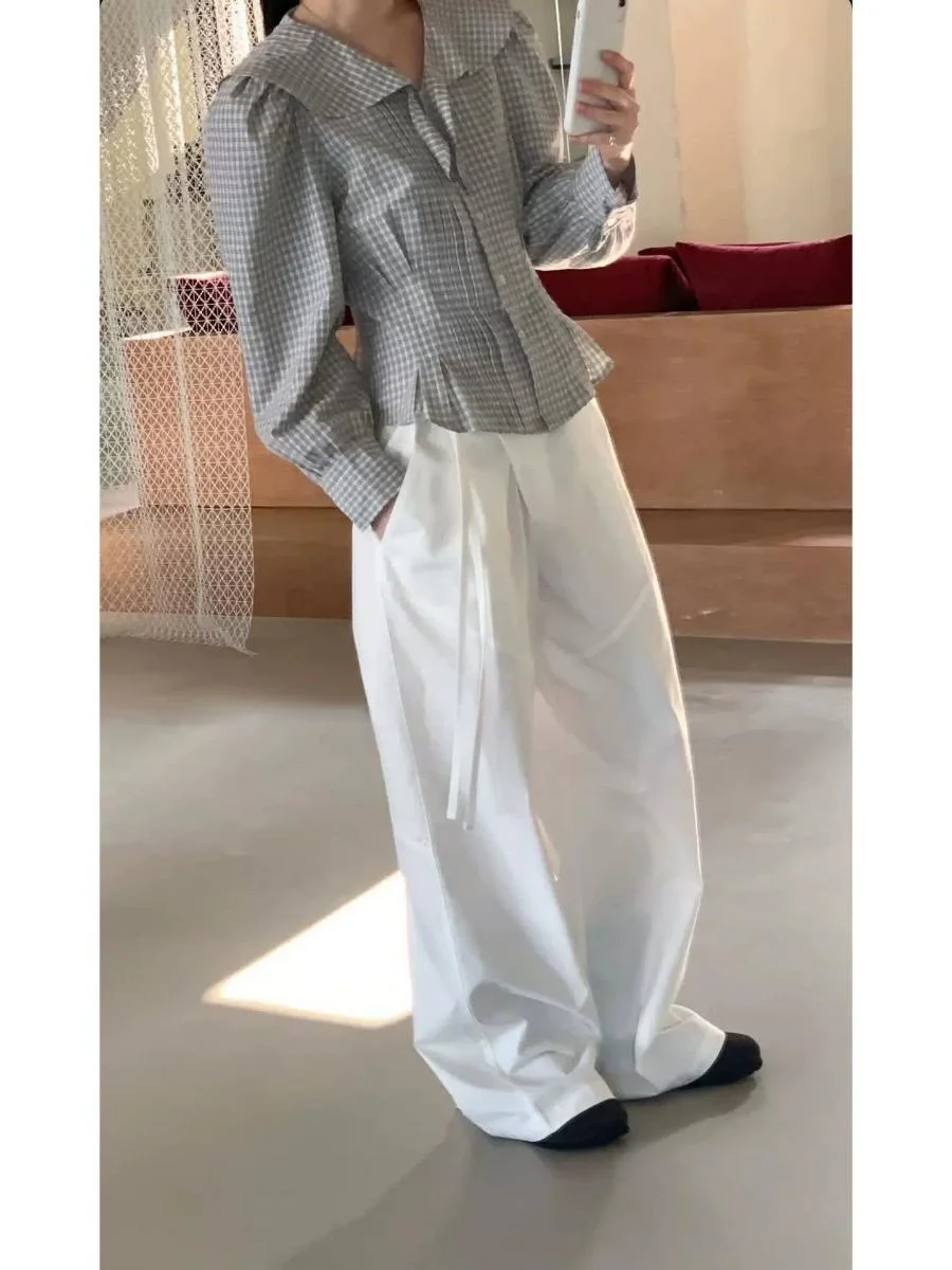 High Waist Wide Leg Drawstring Casual Pants Women Loose Fit Slimming Straight Floor-Length Trousers Style Cotton
High Waist Wide Leg Drawstring Casual Pants Women Loose Fit Slimming Straight Floor-Length Trousers Style Cotton