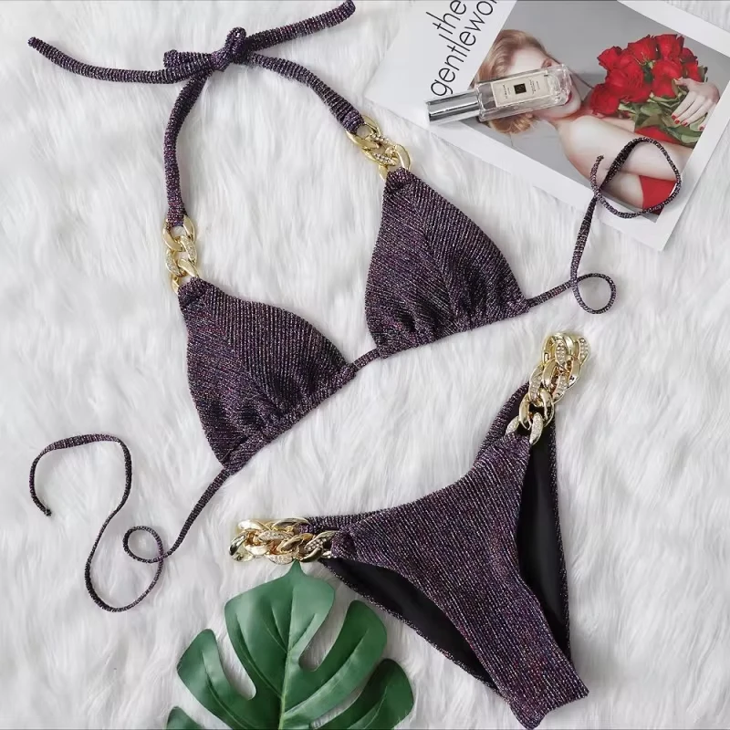 Bikini Gold Chain Two-Piece Swimsuit Sexy Special Fabric Women's Swimwear
Bikini Gold Chain Two-Piece Swimsuit Sexy Special Fabric Women's Swimwear