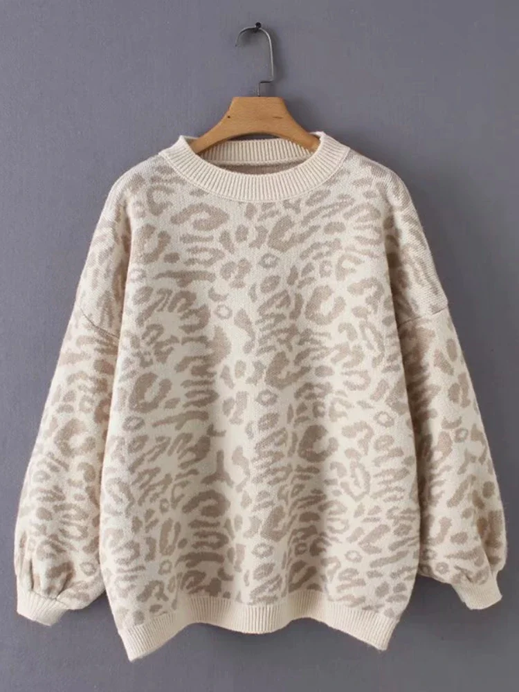 New in Autumn Winter Loose Round Neck Pullover Leopard Lantern Long Sleeve Sweater Women Fashion Knit Tops Office Lady Clothing
New in Autumn Winter Loose Round Neck Pullover Leopard Lantern Long Sleeve Sweater Women Fashion Knit Tops Office Lady Clothing