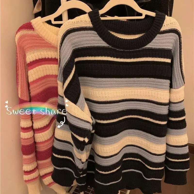 Hot Young Girls Striped Sweater Princess Fashion Casual Long Sleved Knitted Tie Shirt Spring Autumn Clothes Wear Outside New
Hot Young Girls Striped Sweater Princess Fashion Casual Long Sleved Knitted Tie Shirt Spring Autumn Clothes Wear Outside New
