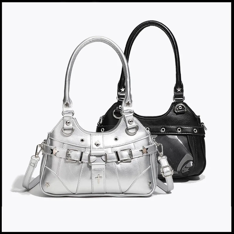 Women's Y2k Punk Vintage Shoulder Purse PU Leather Gothic Rivet Handbag Waist Bag Luxury Black Cross Body Bags with Spikes
Women's Y2k Punk Vintage Shoulder Purse PU Leather Gothic Rivet Handbag Waist Bag Luxury Black Cross Body Bags with Spikes