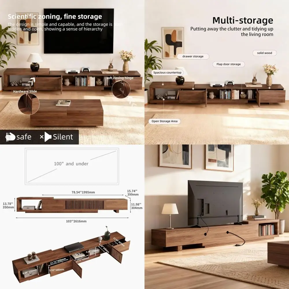 Walnut Media Stand with 2 Shelves and 2 Cabinets, Fits TVs up to 100, Ideal for Living Room or Bedroom
Walnut Media Stand with 2 Shelves and 2 Cabinets, Fits TVs up to 100, Ideal for Living Room or Bedroom
