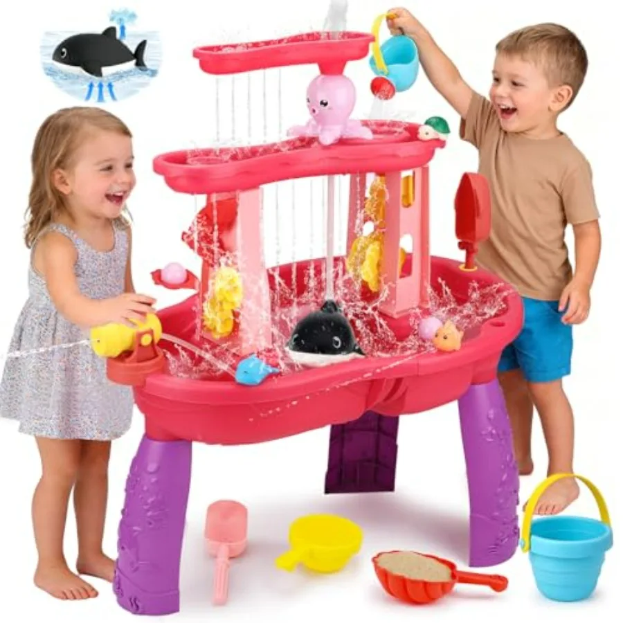 Outdoor 3-tier water table for toddlers 1-3 and 3-5 years, plastic, blue, includes pump for sensory summer splash play in backy
Outdoor 3-tier water table for toddlers 1-3 and 3-5 years, plastic, blue, includes pump for sensory summer splash play in backy