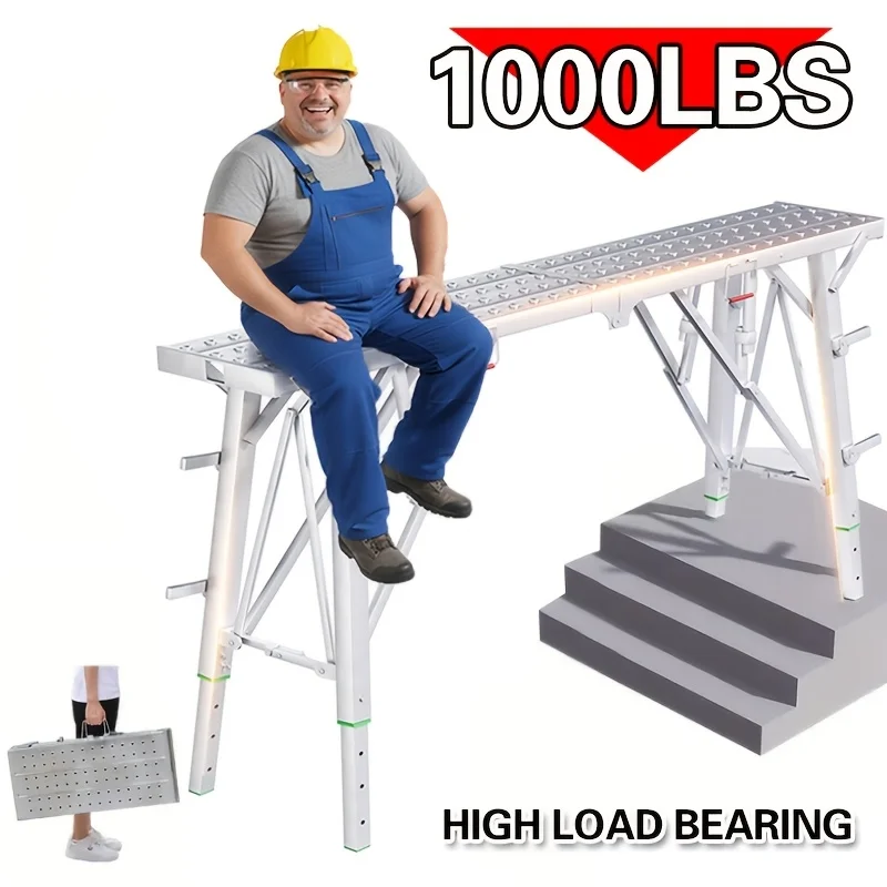 Heavy-Duty 1000-Pound Capacity Adjustable Folding Work Platform & Scaffold Ladder Stool with Anti-Slip Steps, Portable Step Ladder Suitable for RV, Painting, Car Wash,, Roofing, - Design for /Outdoor Use
Heavy-Duty 1000-Pound Capacity Adjustable Folding Work Platform & Scaffold Ladder Stool with Anti-Slip Steps, Portable Step Ladder Suitable for RV, Painting, Car Wash,, Roofing, - Design for /Outdoor Use