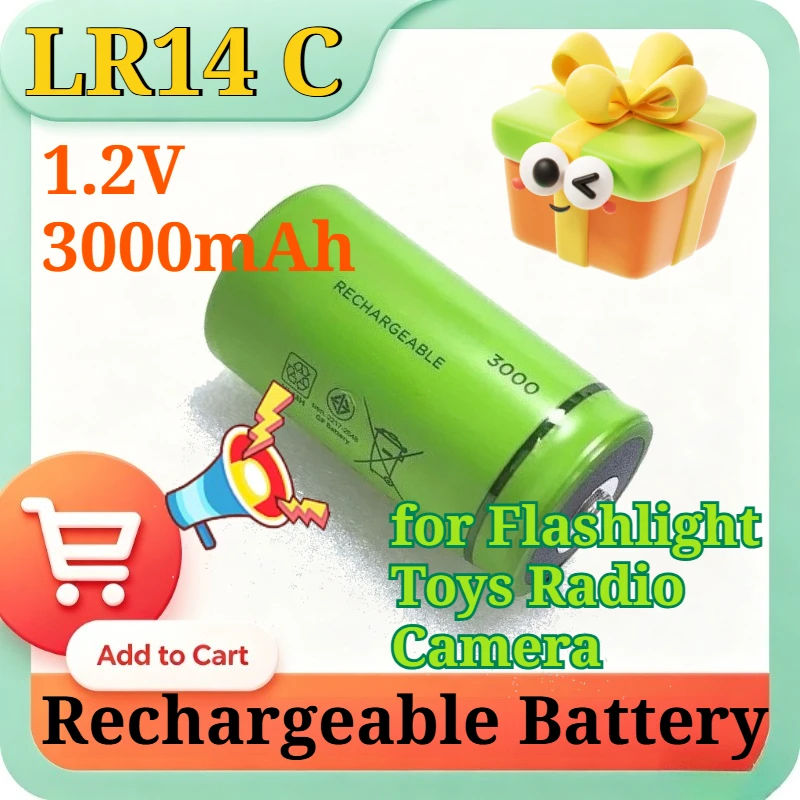 1.2V 3000mAh High Capacity LR14 C Size Rechargeable Battery Low Self-Discharge Ni-MH Battery for Flashlight Toys Radio Camera
1.2V 3000mAh High Capacity LR14 C Size Rechargeable Battery Low Self-Discharge Ni-MH Battery for Flashlight Toys Radio Camera
