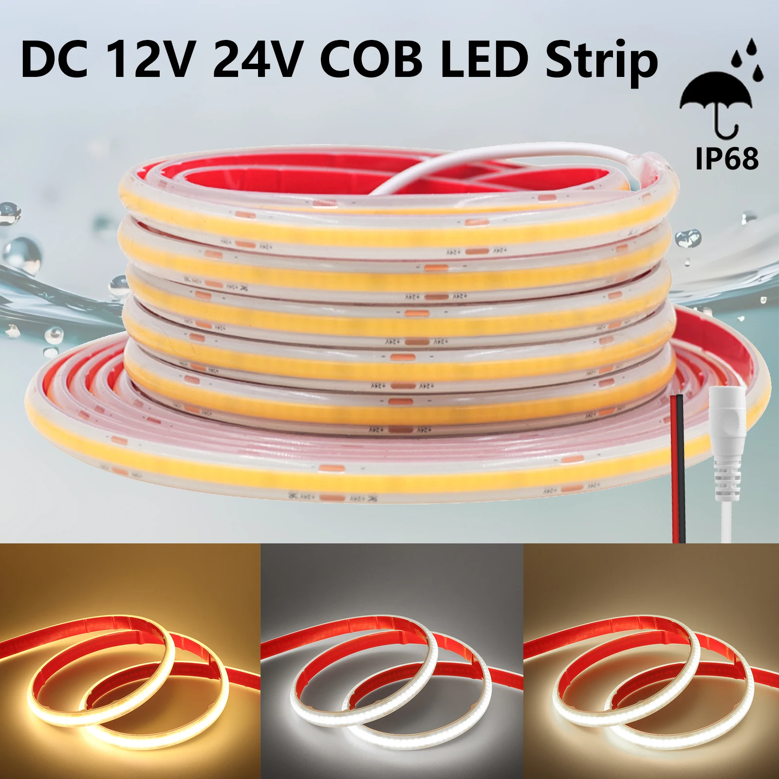 12V 24V COB LED Strip IP68 Waterproof 320LEDs/m Flexible Tape 0.5m 5m 10m 20m High Density Linear Lighting for Home Garden Decor
12V 24V COB LED Strip IP68 Waterproof 320LEDs/m Flexible Tape 0.5m 5m 10m 20m High Density Linear Lighting for Home Garden Decor