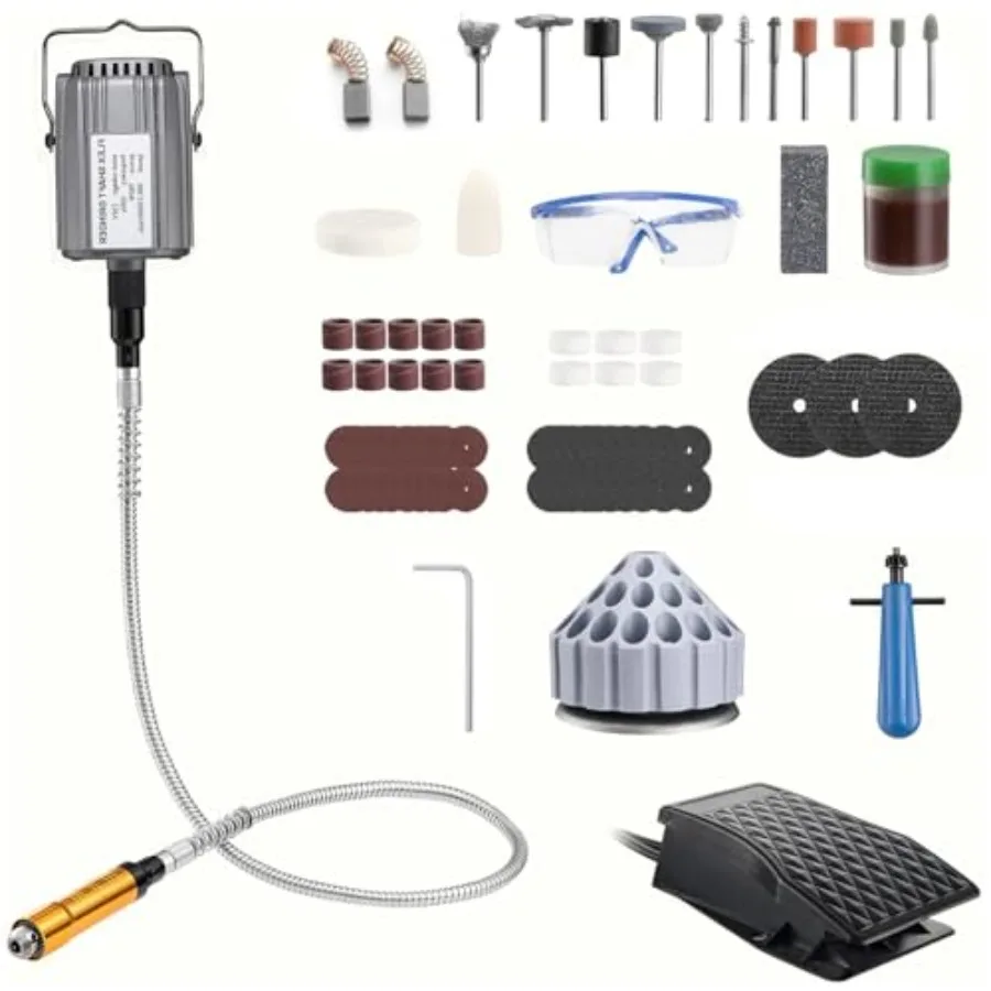 Flex Shaft Grinder Feet Pedal, 0.4 6.5mm Chuck Rotary Tool Kit, 83 PCS Accessories for Jewelry Polishing, Carving and DIY Grind
Flex Shaft Grinder Feet Pedal, 0.4 6.5mm Chuck Rotary Tool Kit, 83 PCS Accessories for Jewelry Polishing, Carving and DIY Grind