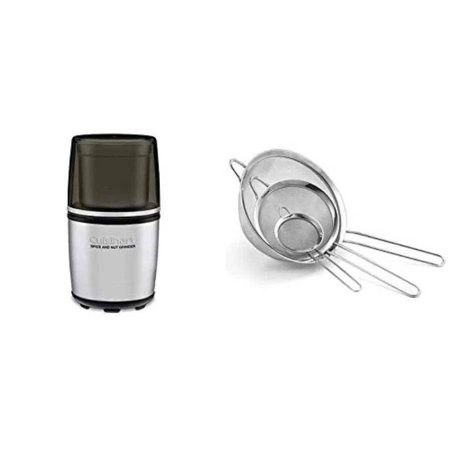 SG-10 Electric Spice-and-Nut Grinder Stainless/Black and Set of 3 Fine Mesh Stainless Steel Strainers
SG-10 Electric Spice-and-Nut Grinder Stainless/Black and Set of 3 Fine Mesh Stainless Steel Strainers