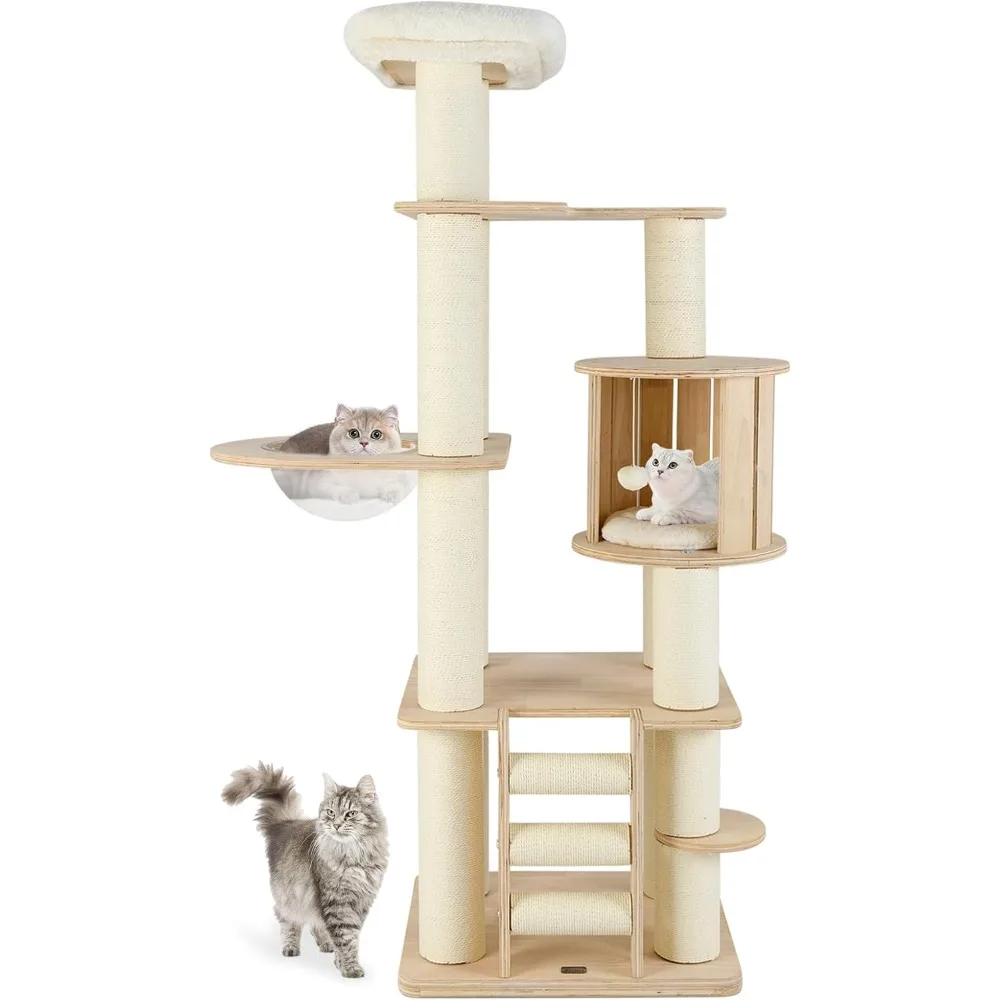 PETSITE 71 Inch Tall Wooden Cat Tree, Multi-Level Cat Tower with Scratching Posts, Cat Condo, Space Capsule, Climbing Ladder, Da
PETSITE 71 Inch Tall Wooden Cat Tree, Multi-Level Cat Tower with Scratching Posts, Cat Condo, Space Capsule, Climbing Ladder, Da