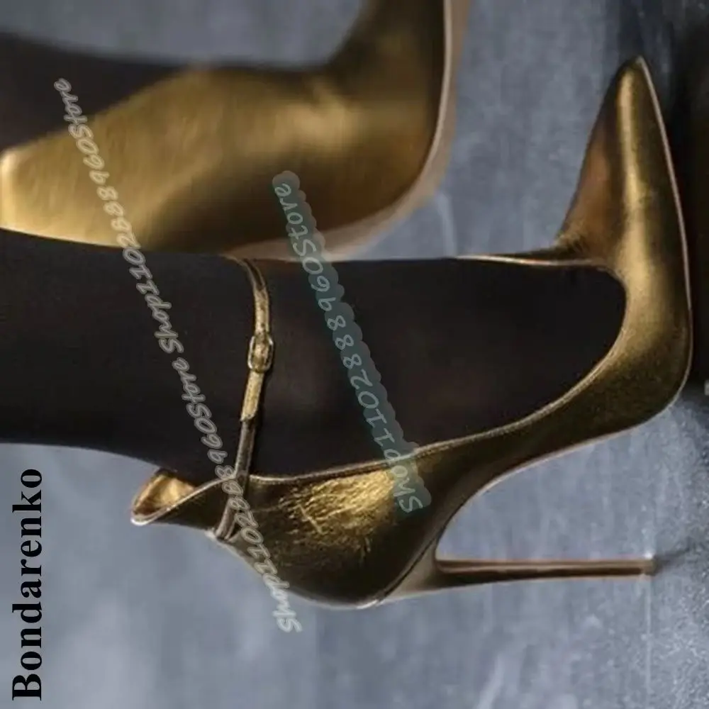 Bronze Metallic Leather Pointy Pumps Stilettos High Heel Shoes For Women Ankle Buckle Strap Pointed Toe Luxury Banquet Pumps
Bronze Metallic Leather Pointy Pumps Stilettos High Heel Shoes For Women Ankle Buckle Strap Pointed Toe Luxury Banquet Pumps