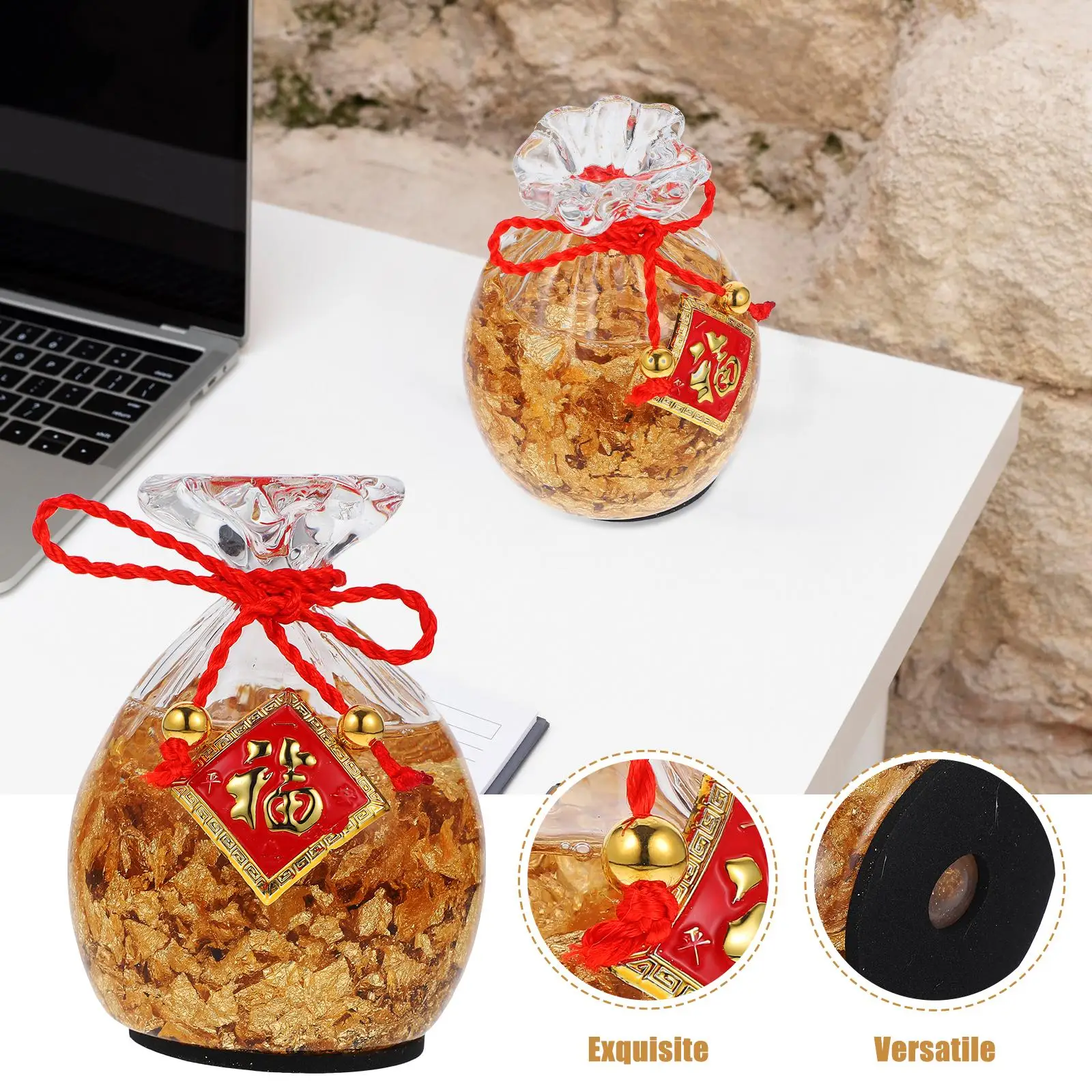 Gold Foil Crystal 70x70x100mm Money Purse Adornment Desk Office Decor Prosperity Luck White Crystal Durability Elegance
Gold Foil Crystal 70x70x100mm Money Purse Adornment Desk Office Decor Prosperity Luck White Crystal Durability Elegance