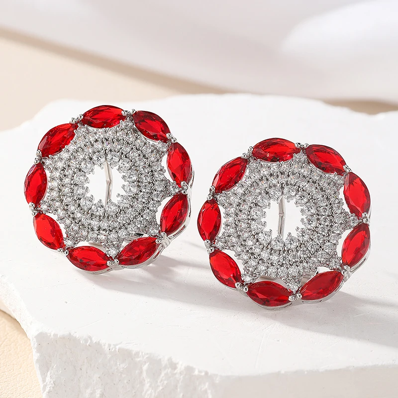 SENYU Opulent Red Marquise Clear Crystal Zircon Flower Stud Earrings Sparkle Statement Jewelry for Glam Occasions Weddings&Galas
SENYU Opulent Red Marquise Clear Crystal Zircon Flower Stud Earrings Sparkle Statement Jewelry for Glam Occasions Weddings&Galas
