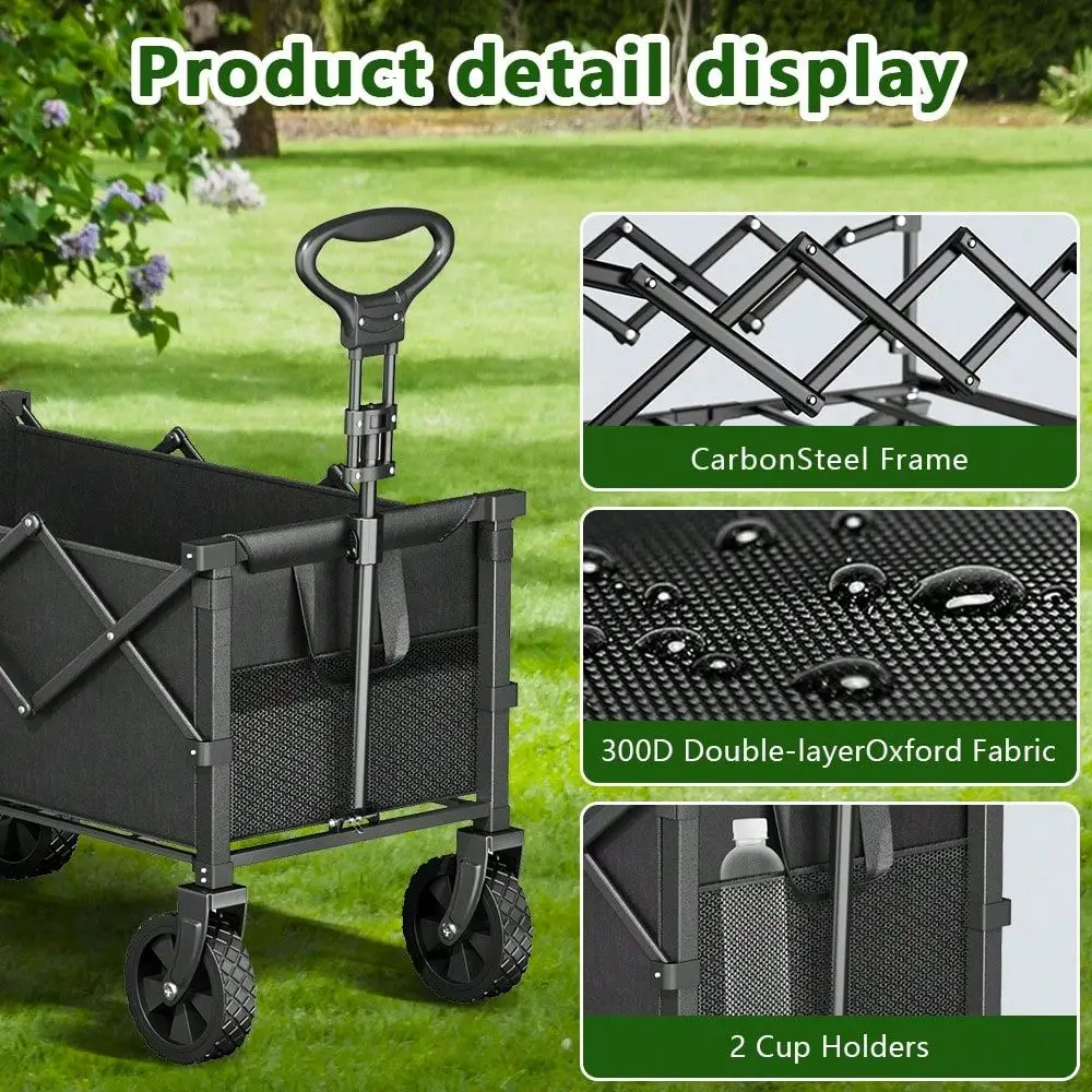 520 780lb Heavy Duty All Terrain Folding Wagon Stainless Steel Frame 600D Oxford Fabric Foldable Multipurpose For Camping Garde
520 780lb Heavy Duty All Terrain Folding Wagon Stainless Steel Frame 600D Oxford Fabric Foldable Multipurpose For Camping Garde