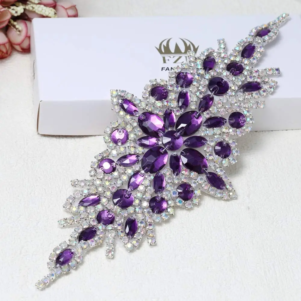 Rhinestone Applique for Wedding Dress Belt Embellishment (Purple) 25 * 8.5 cm
Rhinestone Applique for Wedding Dress Belt Embellishment (Purple) 25 * 8.5 cm