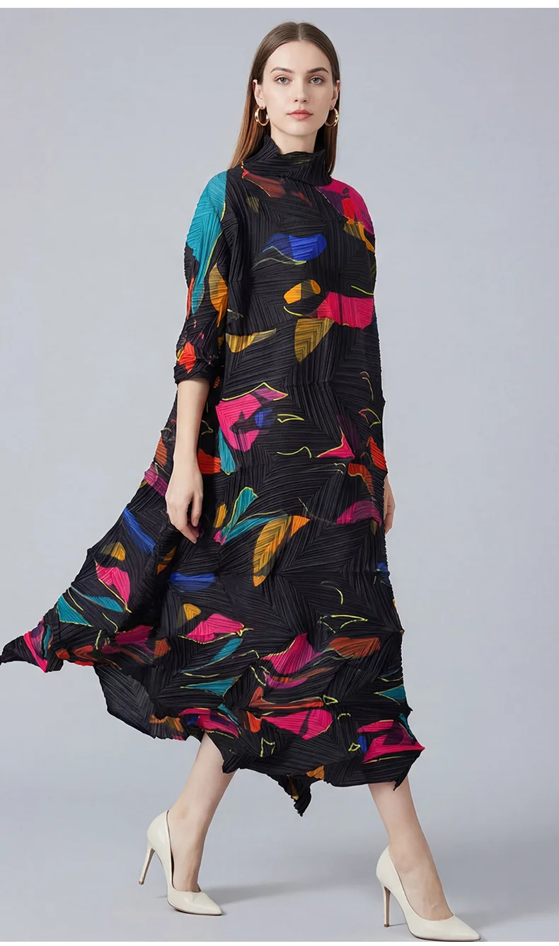 KAF женское плиссированное платье с высоким воротом, красочный дизайн с геометрическим узором, свободное платье больших размеров, элегантное вечернее повседневное женское платье
KAF женское плиссированное платье с высоким воротом, красочный дизайн с геометрическим узором, свободное платье больших размеров, элегантное вечернее повседневное женское платье