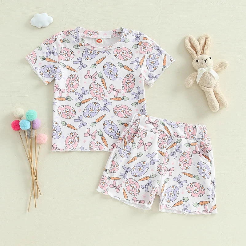 Toddler Girls Easter Outfit Egg Bunny Print Short Sleeve T-Shirt and Elastic Shorts Set Cute 2 Piece Clothes
Toddler Girls Easter Outfit Egg Bunny Print Short Sleeve T-Shirt and Elastic Shorts Set Cute 2 Piece Clothes