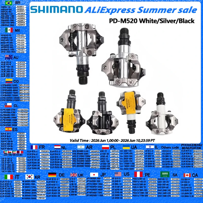 Shimano Deore M6000 M520 Pedal PD-M520 Double-sided Pedal SPD Black Silver Pedal For MTB Mountain Bike Pedal Center 55mm
Shimano Deore M6000 M520 Pedal PD-M520 Double-sided Pedal SPD Black Silver Pedal For MTB Mountain Bike Pedal Center 55mm