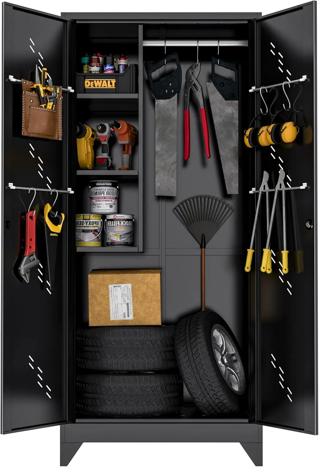 Broom Closet Storage Cabinet,Metal Cabinets with Hooks & Hanging Rods,75“ Vertical Storage Cabinet, Metal Garage Storage Cabinet
Broom Closet Storage Cabinet,Metal Cabinets with Hooks & Hanging Rods,75“ Vertical Storage Cabinet, Metal Garage Storage Cabinet