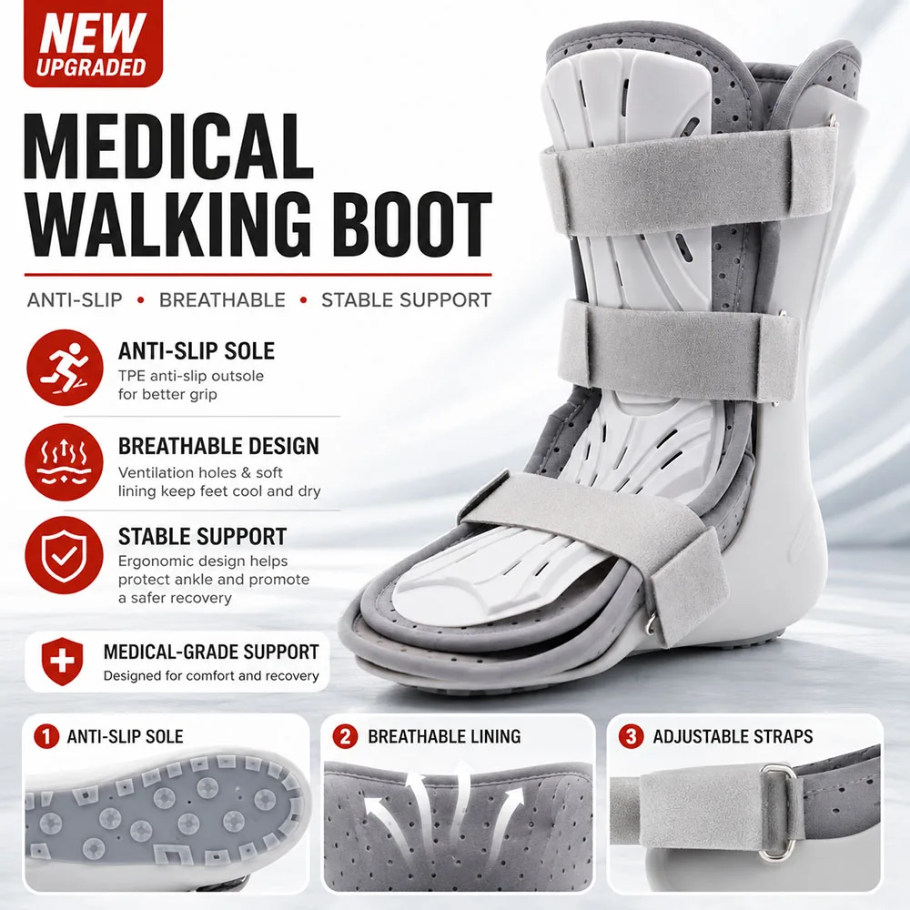 Medical Walking Boot Foot & Ankle Support Brace, Adjustable Foot Immobilizer for Fracture Recovery, Breathable Anti-Slip Sole
Medical Walking Boot Foot & Ankle Support Brace, Adjustable Foot Immobilizer for Fracture Recovery, Breathable Anti-Slip Sole