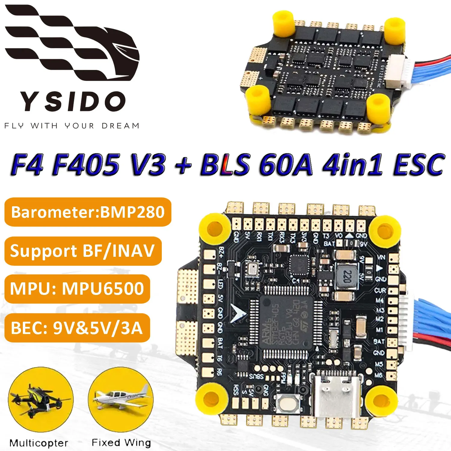 Контроллер полета F405 V3 Надежный модуль управления BLS 60A 4in1 ESC Контроллер скорости для RC FPV Racing Drone Plane Quadcopter DIY
Контроллер полета F405 V3 Надежный модуль управления BLS 60A 4in1 ESC Контроллер скорости для RC FPV Racing Drone Plane Quadcopter DIY