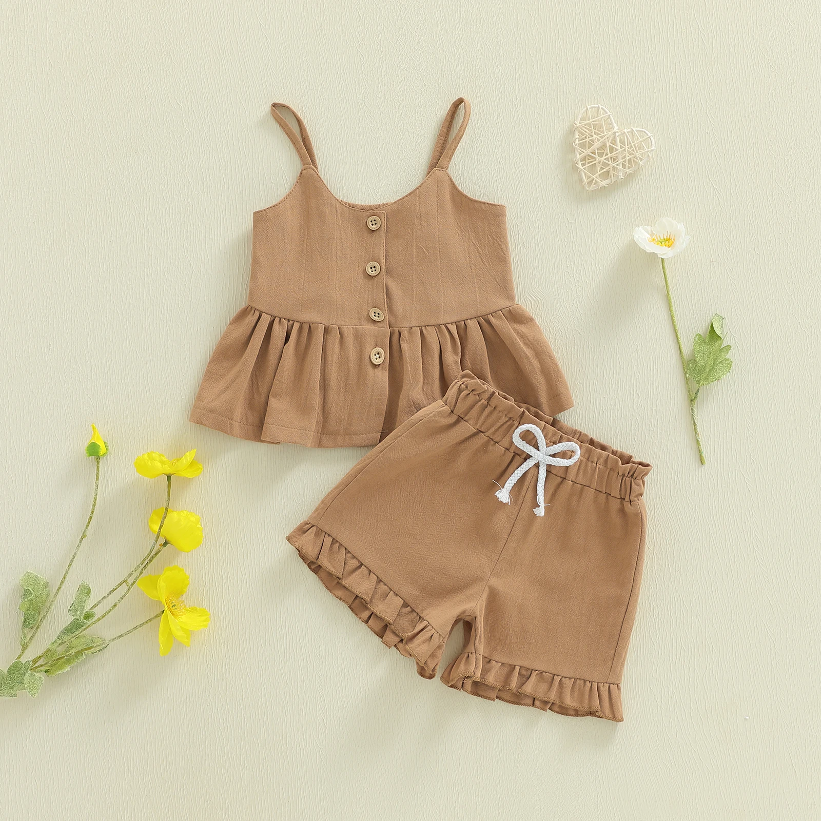 Комплекты летней одежды для маленьких девочек, однотонные майки без рукавов с открытой спиной и бретельками, топы + шорты с оборками, повседневная одежда
Комплекты летней одежды для маленьких девочек, однотонные майки без рукавов с открытой спиной и бретельками, топы + шорты с оборками, повседневная одежда