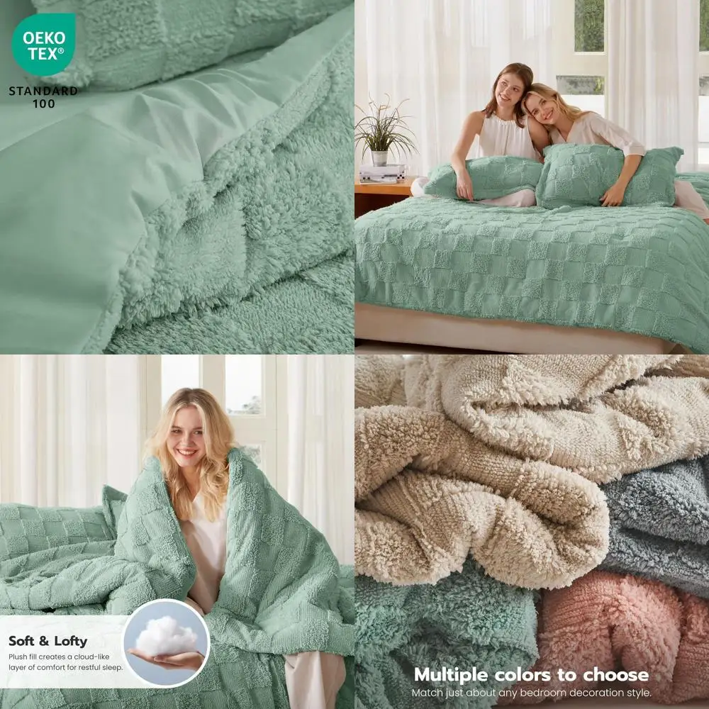 Sage Green Bohemian King Comforter Set, 3-Piece with Plaid Geometric Design and Pillow Shams, All-Season Checkered Bedding
Sage Green Bohemian King Comforter Set, 3-Piece with Plaid Geometric Design and Pillow Shams, All-Season Checkered Bedding