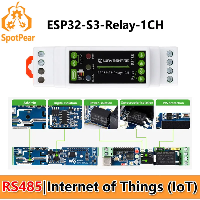ESP32-S3 Industrial-Grade WiFi Relay IOT RS485 Communicator Bluetooth ESP32-S3-Relay-1CH
ESP32-S3 Industrial-Grade WiFi Relay IOT RS485 Communicator Bluetooth ESP32-S3-Relay-1CH