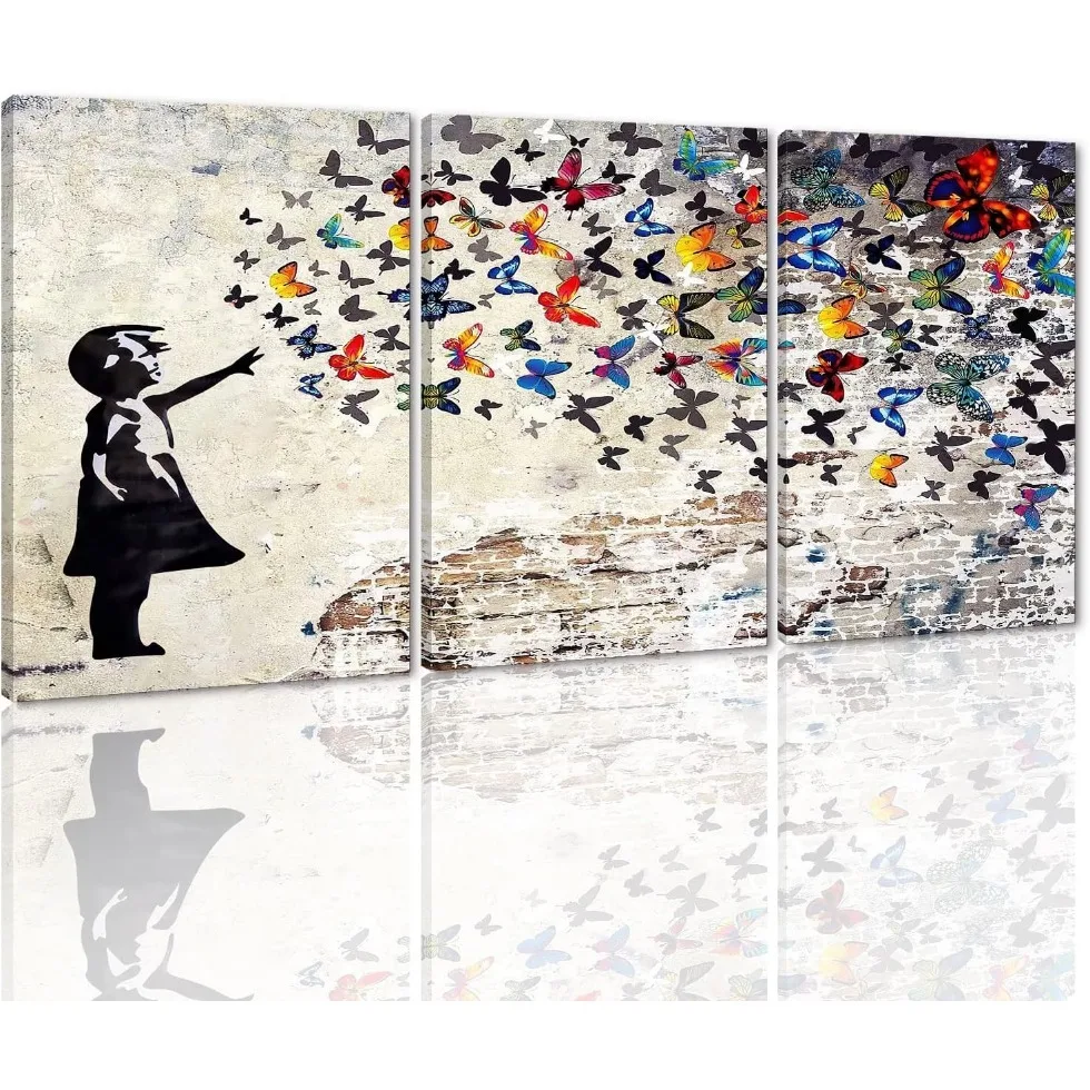 Colorful Graffiti Wall Art Funny Butterfly Paintings | Banksy Street Art Mural Pop Art, 3Pcs 24x36inch Framed Canvas
Colorful Graffiti Wall Art Funny Butterfly Paintings | Banksy Street Art Mural Pop Art, 3Pcs 24x36inch Framed Canvas