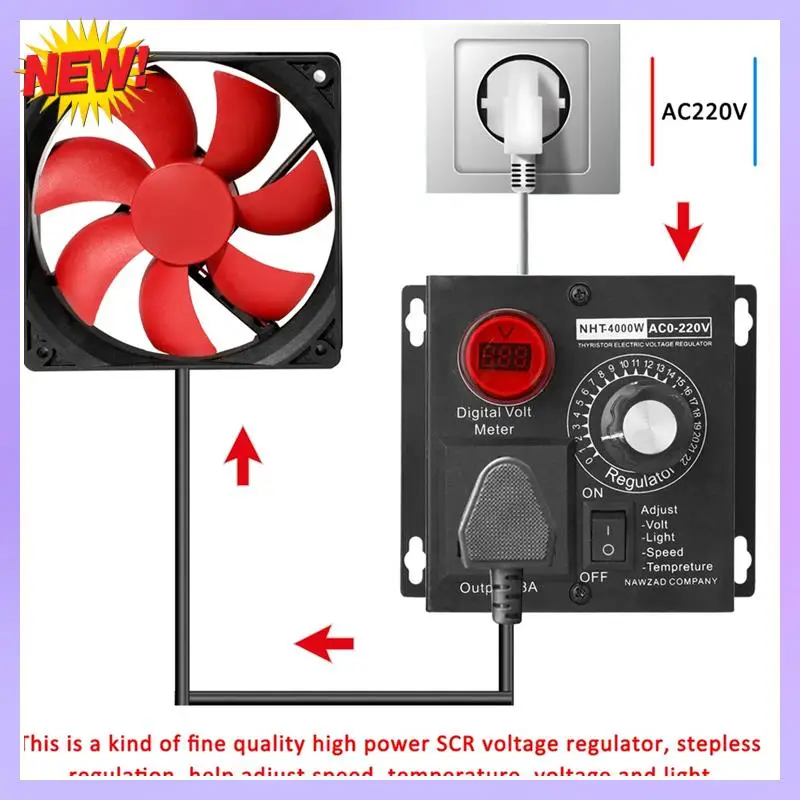T24C 4000W Compact Variable Voltage Controller Portable SCR Voltage Regulator For Speed Temperature Adjustment EU Plug
T24C 4000W Compact Variable Voltage Controller Portable SCR Voltage Regulator For Speed Temperature Adjustment EU Plug