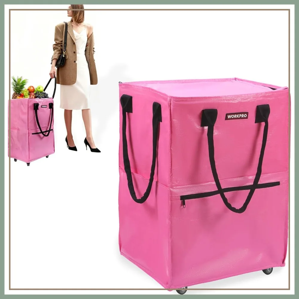Large Rolling Grocery Bag, 36-Gallon Tote with 5 Wheels, 110 lbs Capacity, Dual Carry, Wide Zipper & Extra Storage
Large Rolling Grocery Bag, 36-Gallon Tote with 5 Wheels, 110 lbs Capacity, Dual Carry, Wide Zipper & Extra Storage