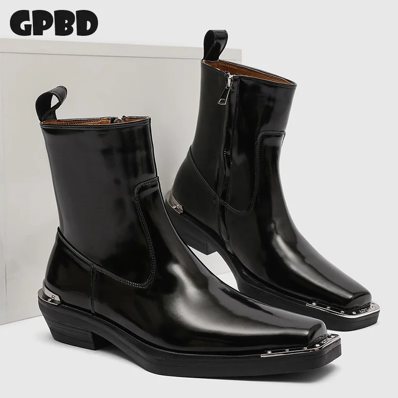 GPBD Trendy Pointed-toe Chelsea Ankle Boots Men 2025 Autumn with Iron Head and Casual Zipper Design Featuring Metal Decorations
GPBD Trendy Pointed-toe Chelsea Ankle Boots Men 2025 Autumn with Iron Head and Casual Zipper Design Featuring Metal Decorations